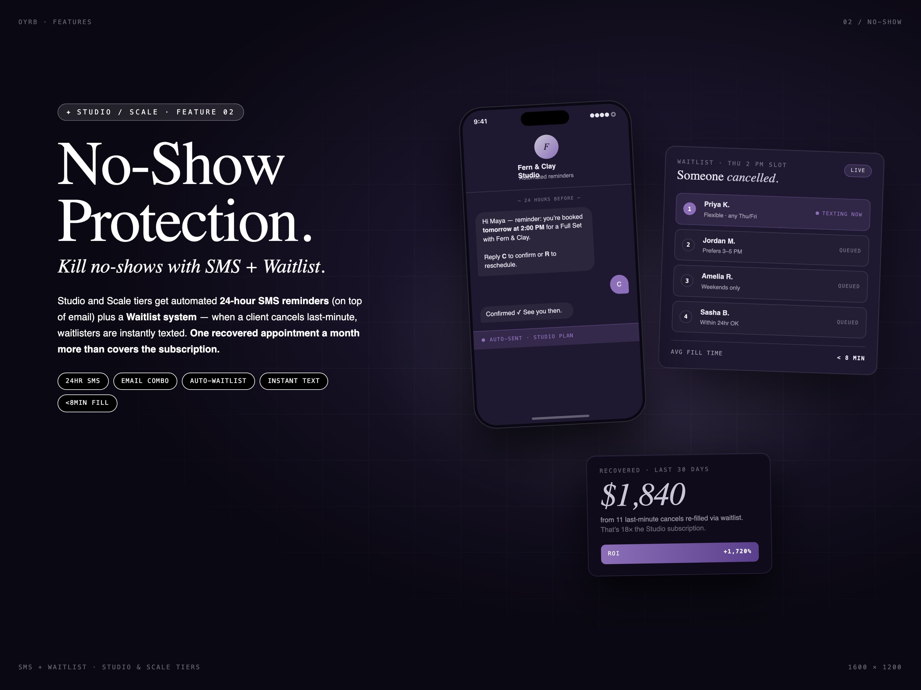 Kill no-shows with SMS + Waitlist.